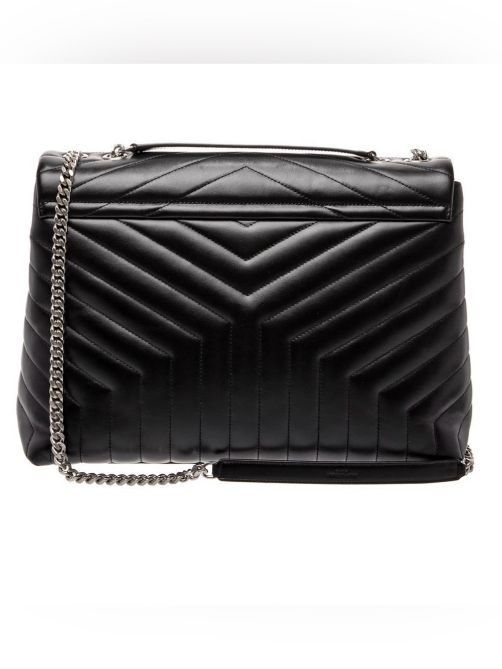 Saint Laurent Black Quilted Chevron YSL Chain Shoulder Bag Large Lou Lou - Picture 4 of 7